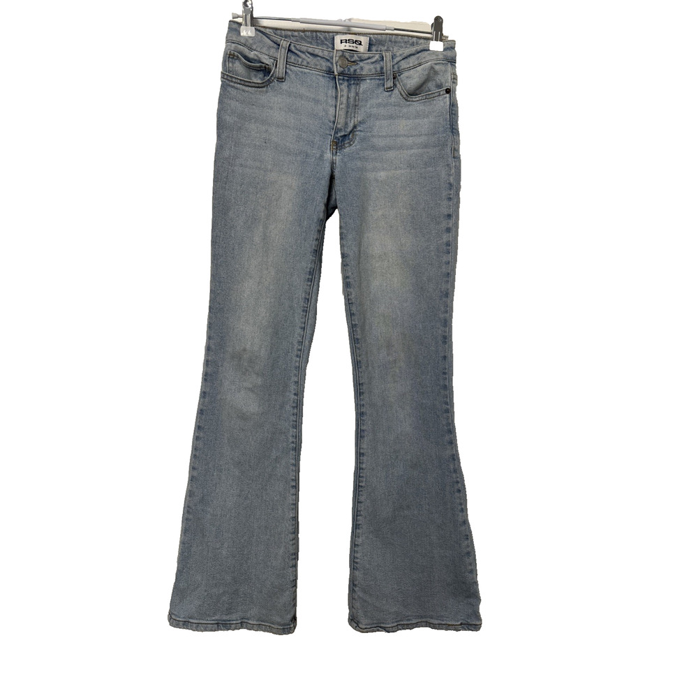 RSQ Women's 25‎ Low Rise Flare Light Wash Jeans Y2K Festival Rockabilly Rodeo